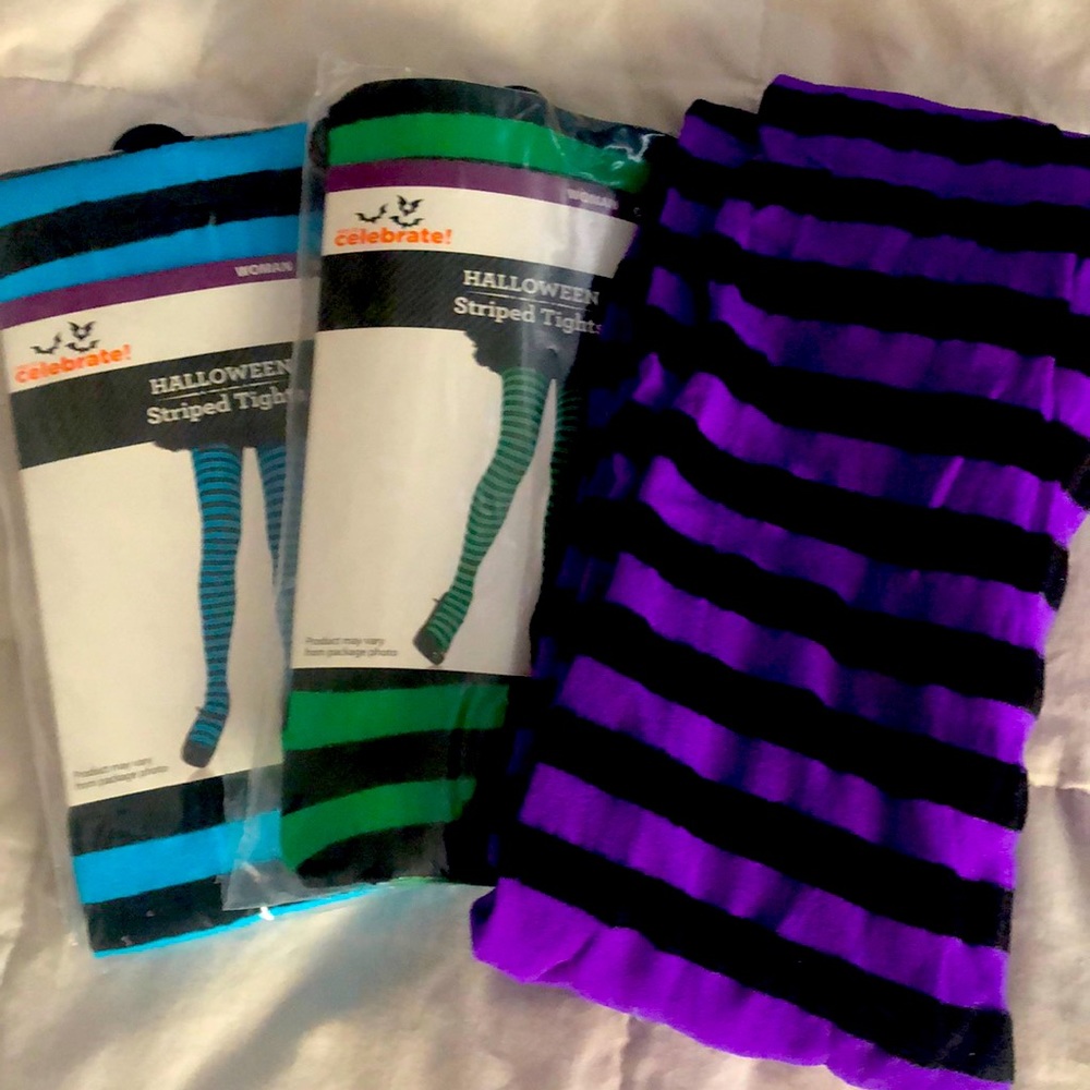 3 pairs brand new striped tights _ one size fits most